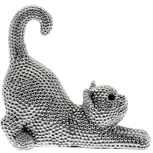 FIGURA GATO RESINA PLATEADA _19X7X17 CM LL45488