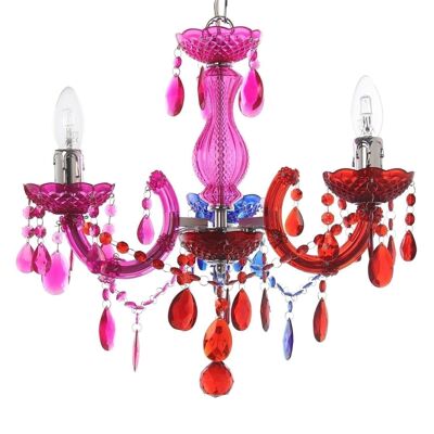 3 ARMS CHANDELIER LAMP MULTICOLORED METAL/ACRYLIC-CABLE:8 _°40X45CM-3XE14 MAX.40W NO INC LL47120