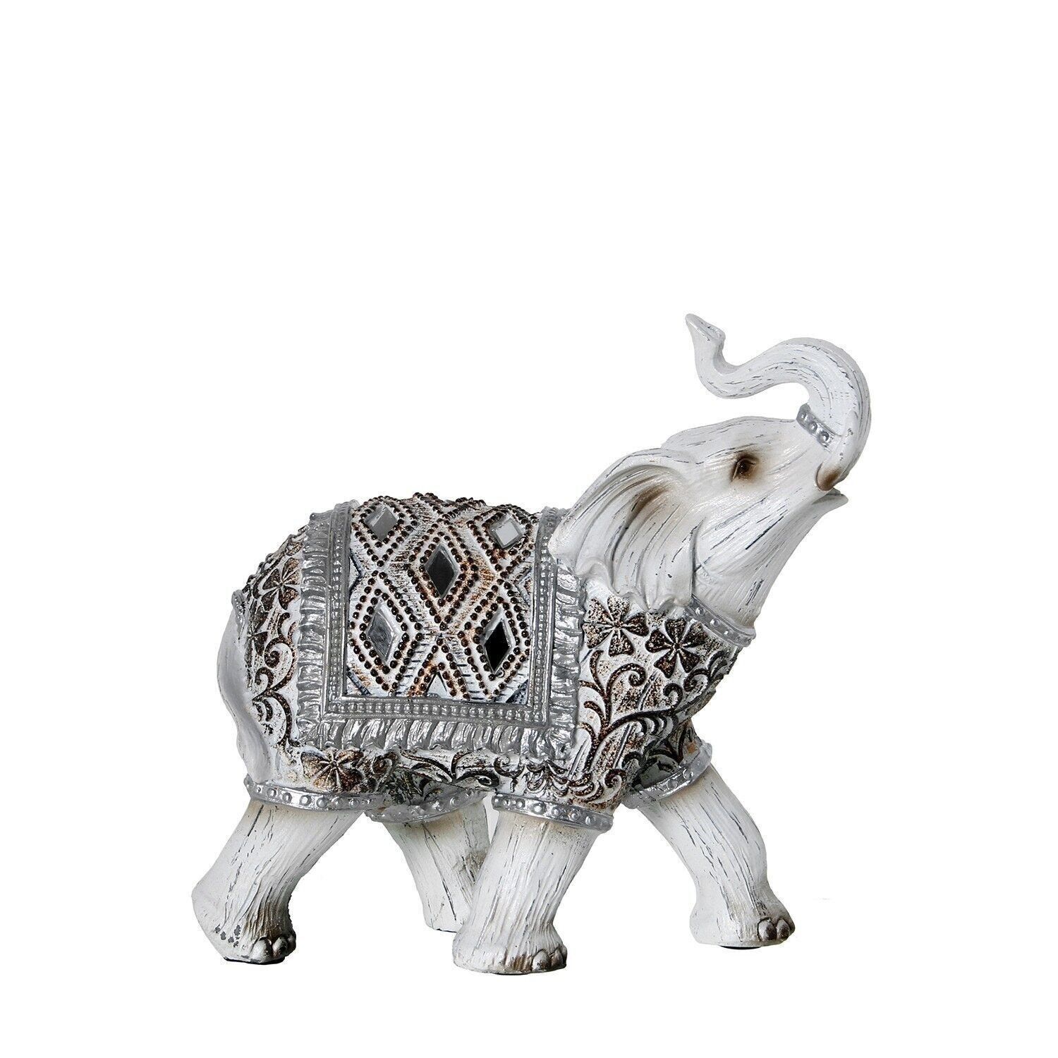 FIGURA IN RESINA ELEFANTE BIANCO _15X7X15CM LL47261