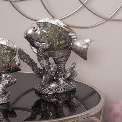 SILVER RESIN FISH FIGURE 21.5X11X21.5CM LL47475