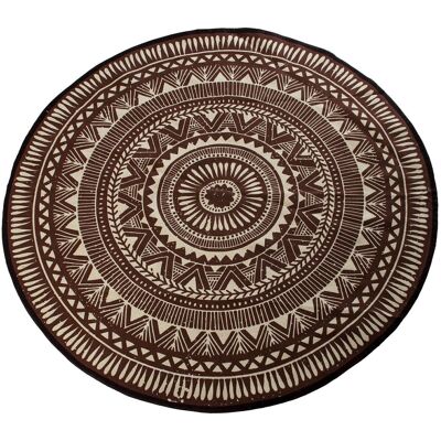 TAPIS CIRCULAIRE EN COTON IMPRIMÉ MARRON _°120CM LL48434