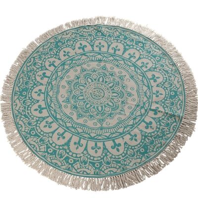 TAPIS CIRCULAIRE EN COTON IMPRIMÉ BLEU _°120CM LL48437