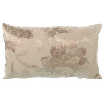 COUSSIN 30X50CM AVEC FERMETURE FLEURS CRÈME POLYESTER 30X50CM LL48466