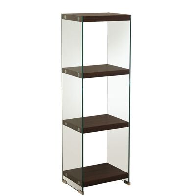 WOOD/GLASS SHELVING+48487 SHELVES:DM+GLASS PAPER:10M 40X30X125CM-ASSEMBLY REQUIRED LL48486