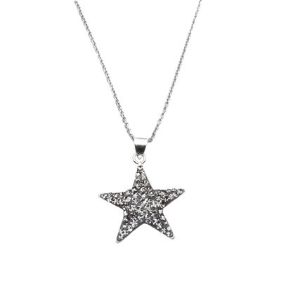 Collana Big Star in argento 925 diamante nero