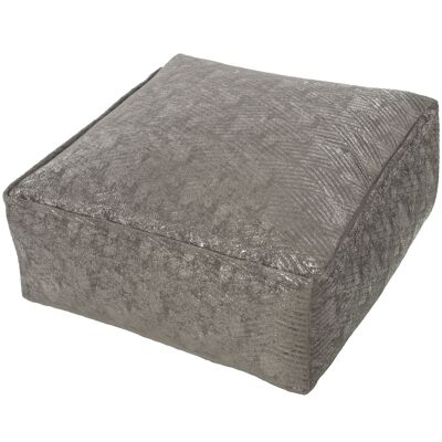 GRAU/SILBER POLYESTER-POUF MIT REISSVERSCHLUSS, POLIE-PERLENFÜLLUNG 60X60X25CM LL48578