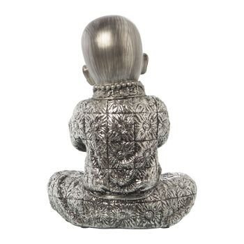 FIGURINE DE BOUDDHA EN RÉSINE ARGENTÉE AVEC TUNIQUE NOIRE/ARGENT 16,5X11X20CM (CHAQUE FIG.ENVIRON) LL48689 3