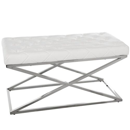 BANQUETA METAL CROMADO PU BLANCO, PATAS ACERO INOX. 98X46X52CM, TUBO:2X2CM LL48762