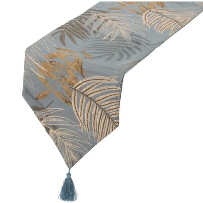 CHEMIN DE TABLE 30X180CM BLEU/FEUILLES D'OR POLYESTER 30X180CM LL48860