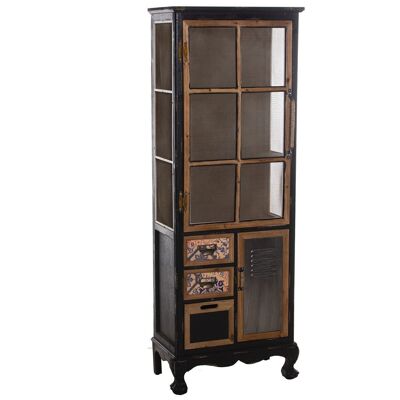 WOODEN CABINET WITH GRILLED DOORS AND DRAWERS, WOOD: FIR 59X33X162CM, HIGH.LEGS:10CM LL48923