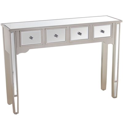 WOODEN/MIRROR ENTRANCE TABLE WITH 4 CHAMPAGNE DRAWERS 110X30X80CM LL48927
