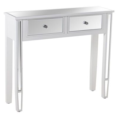 WOODEN/MIRROR ENTRANCE TABLE WITH 2 DRAWERS WHITE 90X25X80CM LL48932