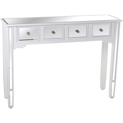 WOODEN/MIRROR ENTRANCE TABLE WITH 4 DRAWERS WHITE 110X30X80CM LL48934