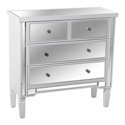 WOODEN/MIRROR CHEST OFFER WITH 4 DRAWERS WHITE 85X33X84CM LL48935