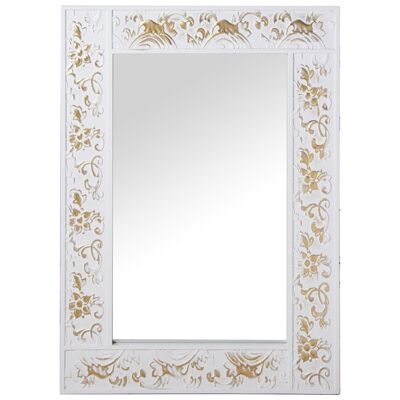 WHITE EMBOSSED WOOD MIRROR 60X3X90CM LL48939