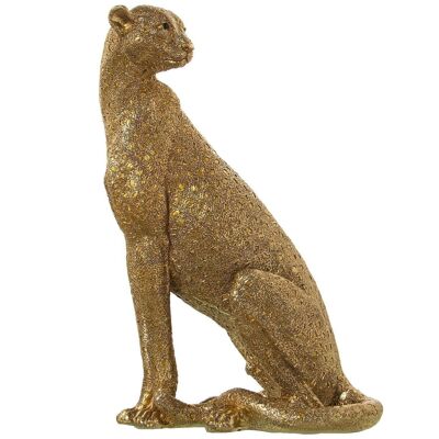 FIGURINE RÉSINE GUÉPARD DORÉ 26X17X40CM LL48941