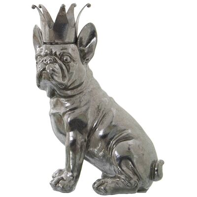 RESIN FIGURE DOG W/SILVER CROWN _16X11X23CM LL48947