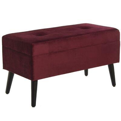 SCATOLA DA LETTO IN VELLUTO BORDEAUX, GAMBE IN LEGNO _80X40X44CM LL49074