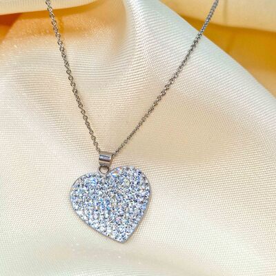 Collar Big Heart 925 plata cristal