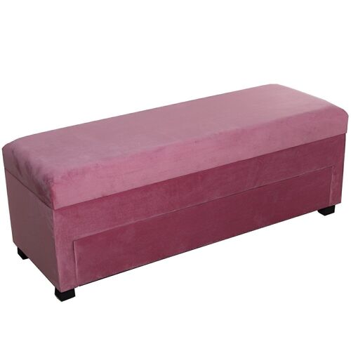 BANQUETA ZAPATERO PIE DE CAMAMADERA/TELA ROSA 120X43X45CM LL49171