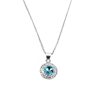 Necklace Letizia 925 silver crystal-aquamarine