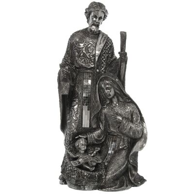 Krippenfigur aus silbernem Kunstharz, 19 x 17 x 39 cm, LL49238