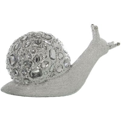 FIGURA CARACOL RESINA PLATEADA 28X13X16CM LL49250