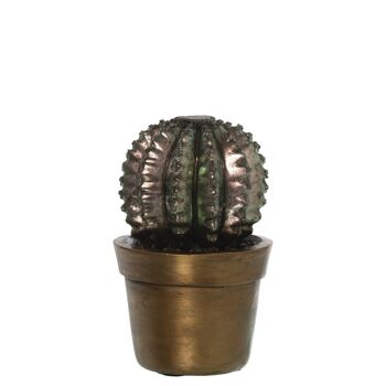 FIGURINE CACTUS AVEC POT EN RÉSINE 11X11X17CM LL49295