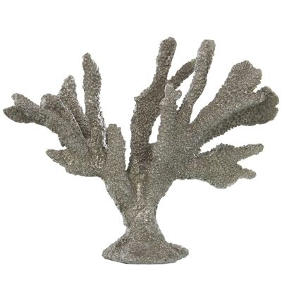 FIGURINE EN RÉSINE GRIS CORAIL/ARGENT 30X14X25CM LL49321