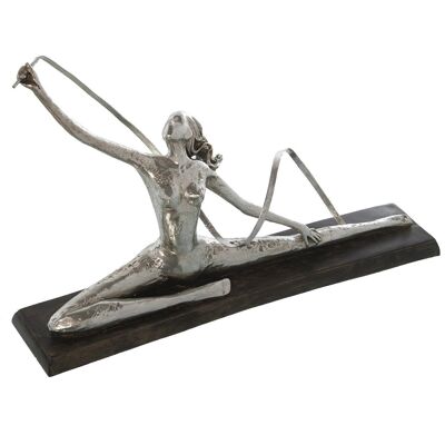 FIGURA RESINA GIMNASIA RITMICAPLATEADA C/CINTA METAL 50,5X17X29CM LL49323