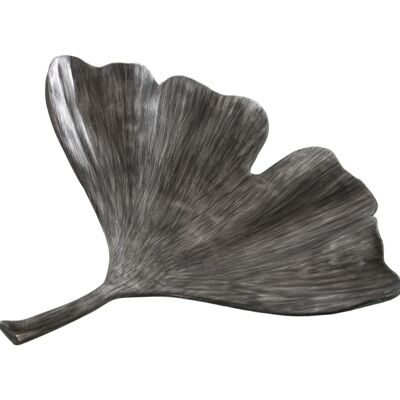 RESIN FIGURE ANTIQUE SILVER GINKGO LEAF 39.5X34.5X9CM LL49327