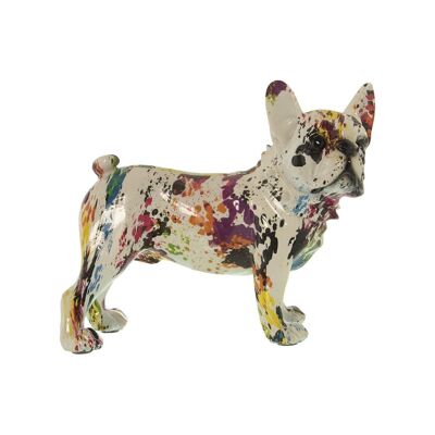 Mehrfarbige Graffiti-Hundefigur aus Kunstharz, 24 x 12 x 22 cm, LL49340