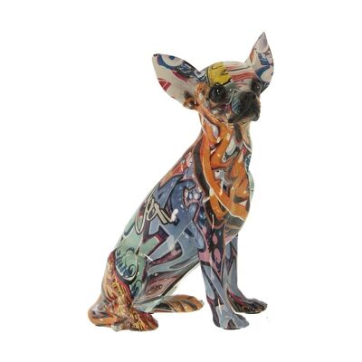 FIGURINE CHIEN EN RÉSINE GRAFFITI MULTICOLORE 15X13X26CM LL49346