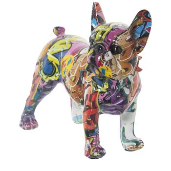 FIGURINE DE CHIEN EN RÉSINE GRAFFITI MULTICOLORE 24X11,5X21,5CM LL49345 3