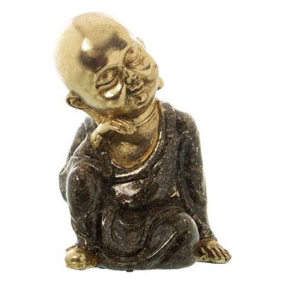 PETITE FIGURINE DE BOUDDHA EN RÉSINE OR/NOIR 15,5X12X22CM LL49365