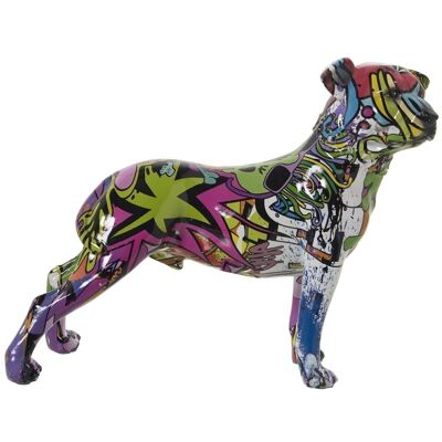 FIGURINE DE CHIEN EN RÉSINE GRAFFITI MULTICOLORE _29X12X24CM LL49373