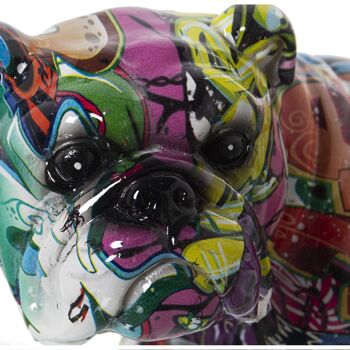 FIGURINE CHIEN EN RÉSINE GRAFFITI MULTICOLORE 27X15X16CM LL49381 3