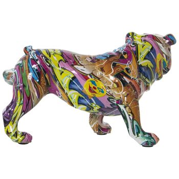 FIGURINE CHIEN EN RÉSINE GRAFFITI MULTICOLORE 27X15X16CM LL49381 4