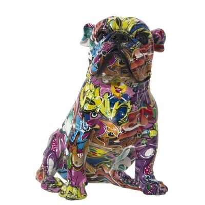 Mehrfarbige Graffiti-Hundefigur aus Kunstharz, 26 x 19 x 27 cm, LL49385
