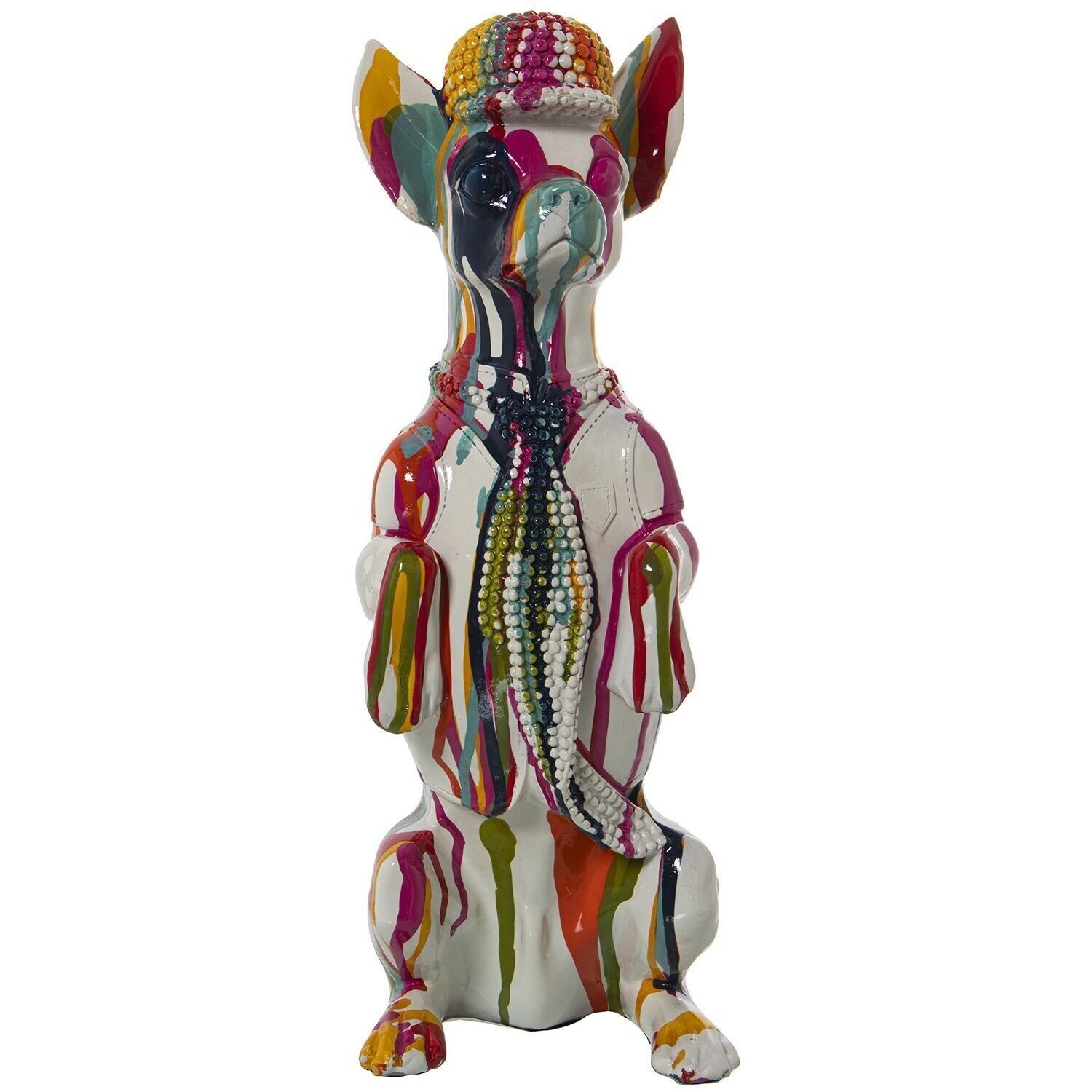 FIGURA CANE IN RESINA MULTICOLORE GRAFFIT 14X11X30CM LL49388