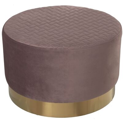 PINK VELVET POUF WITH GOLDEN STEEL BAND 8CM °55X35CM, POLY╔STER/DM+PINE LL49421