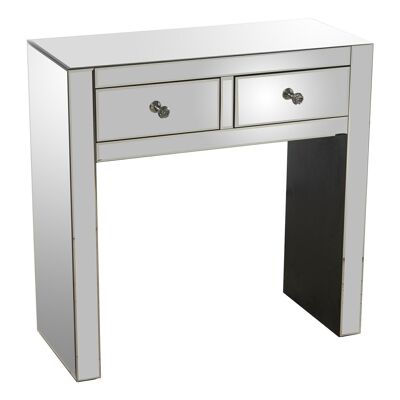 ENTRANCE TABLE WITH 2 GLASS MIRROR/WOOD DRAWERS _80X35X80CM LL49631