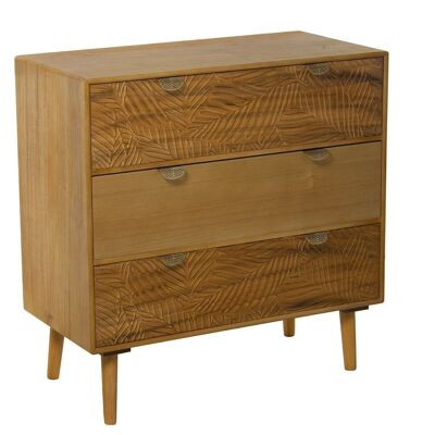 WOODEN CHEST OF DRAWERS WITH 3 SMOOTH DRAWERS _80X40X80CM, PAULOWNIA+PINE+DM LL49687