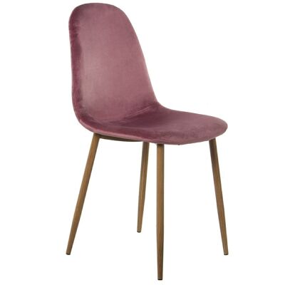 SILLA TERCIOPELO ROSA PATAS METAL IMITACIÓN MADERA 44,5X47X89CM-ALT.ASIENTO:47CM LL49696