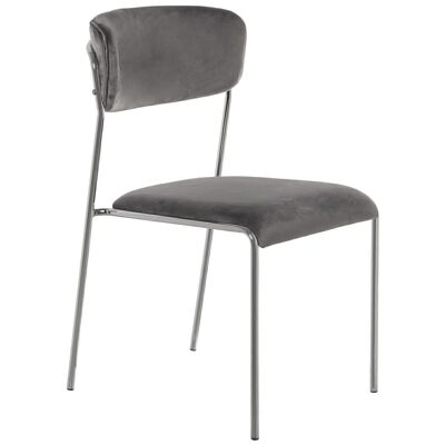 GRAY VELVET CHAIR CHROME METAL LEGS 58X48X82CM, HIGH.SEAT:45CM LL49705