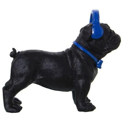 CASQUE CHIEN FIGURE EN RÉSINE NOIR/BLEU 21X9X18CM LL49772