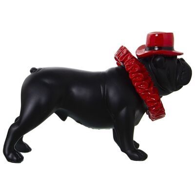 FIGURA RESINA PERRO NEGRO/ROJOC/SOMBRERO Y LECHUGUILLA 29X11X19CM LL49774