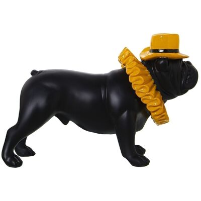 RESIN FIGURE BLACK/YELLOW DOG W/HAT AND LECHUGUILLA 29X11X19CM LL49775