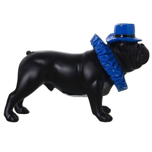 FIGURA RESINA PERRO NEGRO/AZULC/SOMBRERO Y LECHUGUILLA 29X11X19CM LL49776