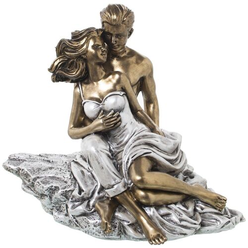 FIGURA RESINA PAREJA SENTADA 30X23X28CM LL49874